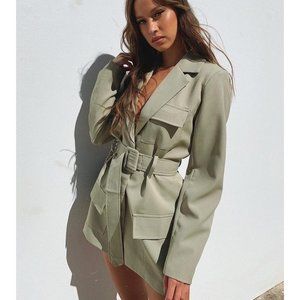 Princess Polly Sage Green Blazer Steinway Mini Dress